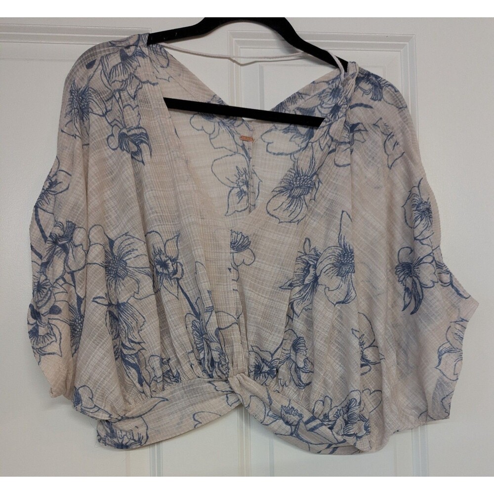 Free People One Dance Shirt Top Blouse S Floral Boho Dolman Sleeves